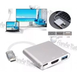 Adaptador USB Tipo C 3 en 1 a USB-C/HDMI/USB3.0