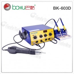 BAKU BK-603D / Estación de Soldar 3 en 1 / Doble Cautín + Aire Caliente / 800W