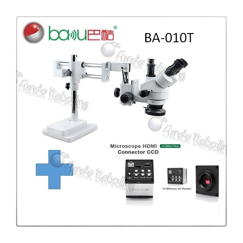 Microscopio Trinocular Baku BA-010T + Cámara CCD HDMI 14 Millones Pixeles